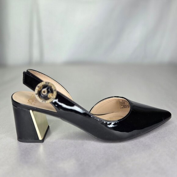 Jones New York Women's Candree Block Heel Slingback Pumps - Black Patent - Picture 2 of 8
